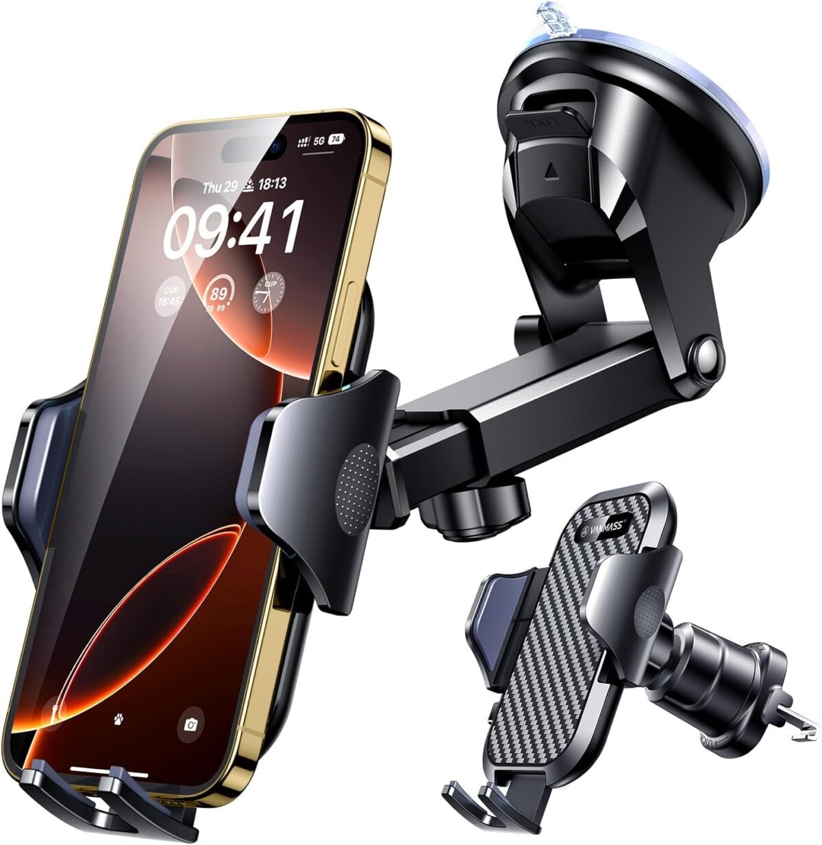 VANMASS Ultimate Military-Grade Car Phone Holder 2025 【85+LBS Strongest Suction】 Cell Mount with Safety Cert for Dashboard Windshield Vent Truck Cradle Stand for iPhone 16 Pro Max 15 14 13 Android