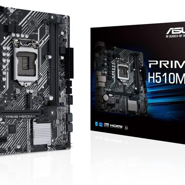 ASUS Micro-ATX Motherboard (Intel H510 LGA 1200 with PCIe 4.0, 32Gbps M.2 Slot, Intel 1GB Ethernet, HDMI, D-Sub, USB 3.2 Gen 1 Type-A, SATA 6Gbps, COM Port and RGB Connector), Black